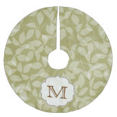 Grünes Leaf florales Foli Monogram, Initial Tree S Polyester Weihnachtsbaumdecke (Vorderseite)
