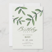 Grünes Leaf Geburtstag Einladung (Vorderseite)