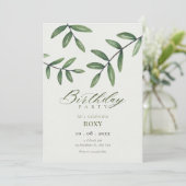 Grünes Leaf Geburtstag Einladung (Stehend Vorderseite)