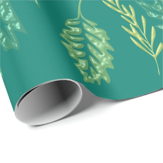 Grünes Leaf Geschenkpapier (Rolleneckpunkt)