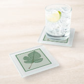 Grünes Leaf Glasuntersetzer (Schrägansicht)