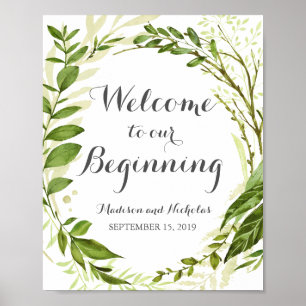 Grünes Leaf Herzlich willkommen bei unserem Beginn Poster