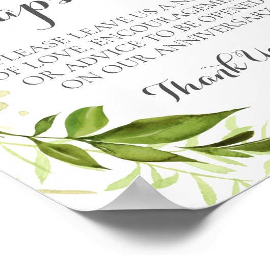 Grünes Leaf Hochzeit Kapsel Zeichen, rustikal Poster (Ecke)