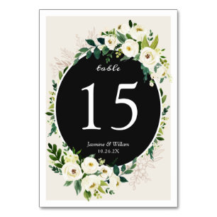 Grünes Leaf Ivory White Rose Blume Hochzeit Tischnummer