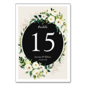 Grünes Leaf Ivory White Rose Blume Hochzeit Tischnummer (Rückseite)