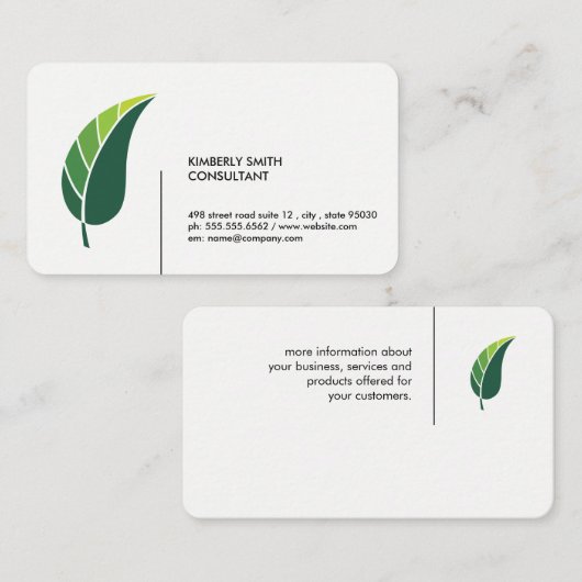 Grünes Leaf / Minimalistisch Visitenkarte (Vorne/Hinten)