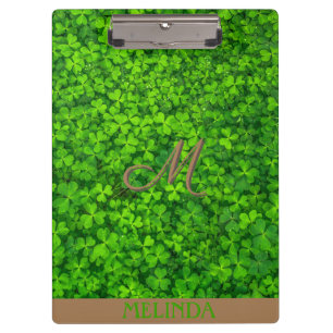 Grünes Leaf mit Monogramm Klemmbrett
