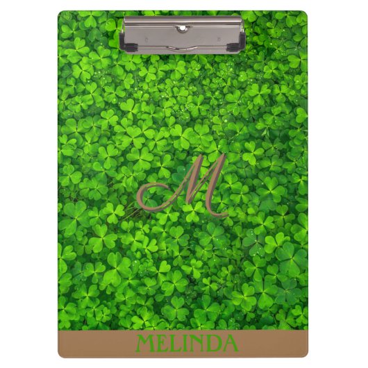 Grünes Leaf mit Monogramm Klemmbrett (Vorderseite)