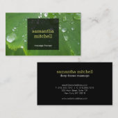 Grünes Leaf mit Raindrops Massage Business Card Visitenkarte (Vorne/Hinten)