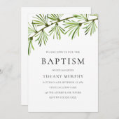 Grünes Leaf Moderne Taufe Christening Junge oder M Einladung (Vorne/Hinten)