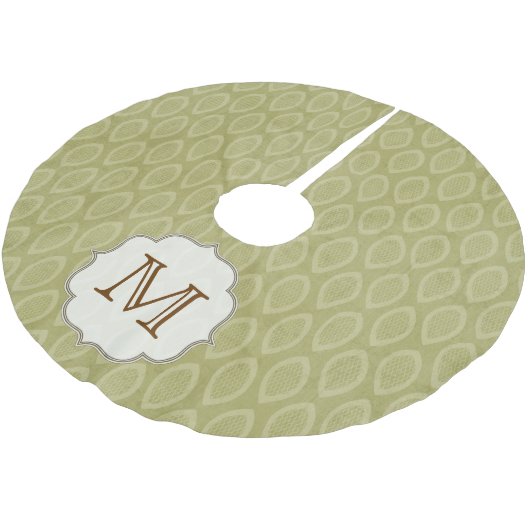 Grünes Leaf-Motif-Patt-Monogram-Initial-Tree-Rock Polyester Weihnachtsbaumdecke (Schrägansicht)