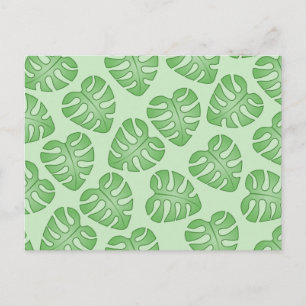 Grünes Leaf Muster, Monstera Verlasse. Postkarte