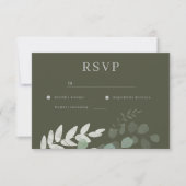 Grünes Leaf Olive Wedding RSVP Karte (Vorderseite)
