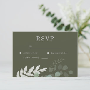 Grünes Leaf Olive Wedding RSVP Karte