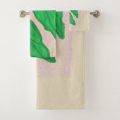 Grünes Leaf Pink Spritzer Aquarellfarben Badetuch  Badhandtuch Set (Insitu)