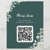 Grünes Leaf QR Code Hochzeit Flyer (Vorne)