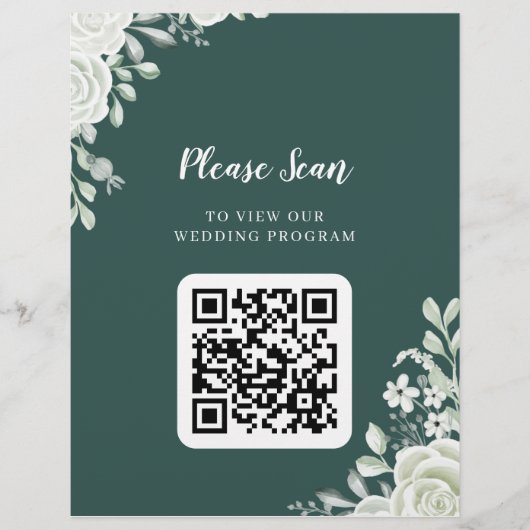 Grünes Leaf QR Code Hochzeit Flyer (Vorne)