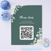 Grünes Leaf QR Code Hochzeit Flyer (Einzeln)