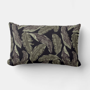 Grünes Leaf Schwarz Reversible Lumbar Kissen