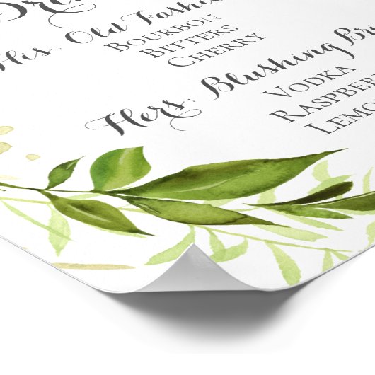 Grünes Leaf Signature Drinks Cocktail Schild, rust Poster (Ecke)