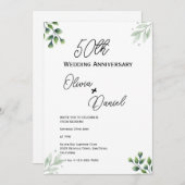 Grünes Leaf' Standard 50. Hochzeitstag Einladung (Vorne/Hinten)