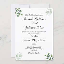Grünes Leaf' Standard-Hochzeitstag Einladung