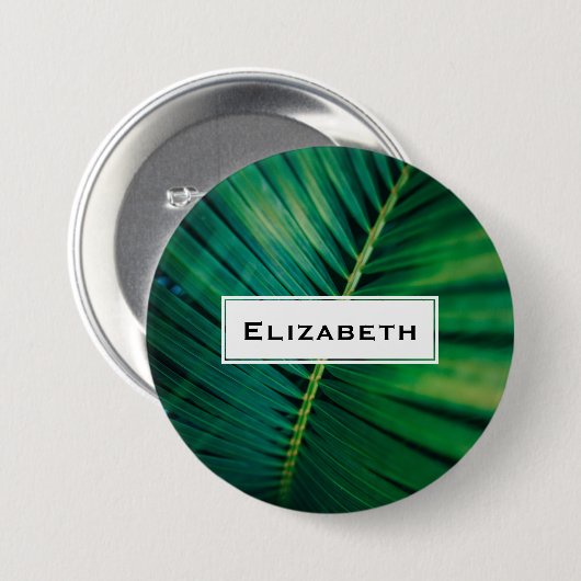 Grünes Leaf Tropenwald Foto Button (Vorne & Hinten)