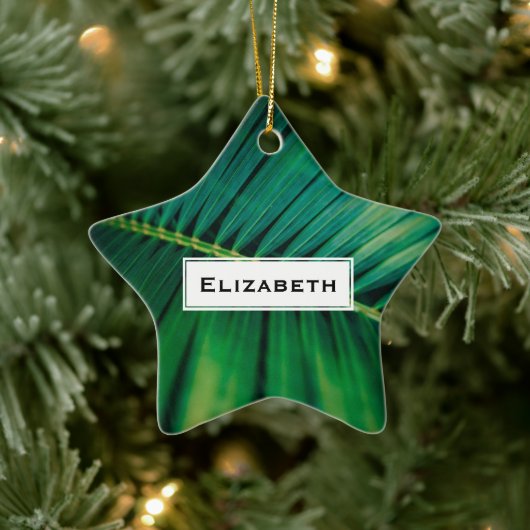 Grünes Leaf Tropenwald Foto Keramik Ornament (Baum)