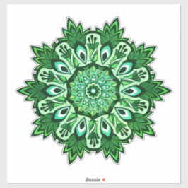 Grünes Leaf Tropical Boho Mandala Aufkleber