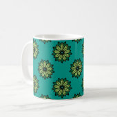 Grünes Leaf und Blume nahtlos Muster Hintergrund. Kaffeetasse (Vorderseite Links)