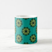 Grünes Leaf und Blume nahtlos Muster Hintergrund. Kaffeetasse (Mittel)