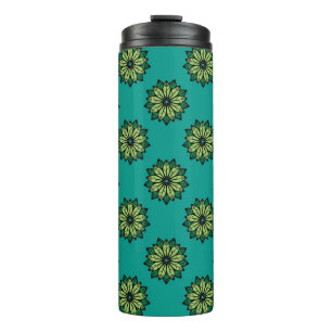 Grünes Leaf und Blume nahtlos Muster Hintergrund. Thermosbecher