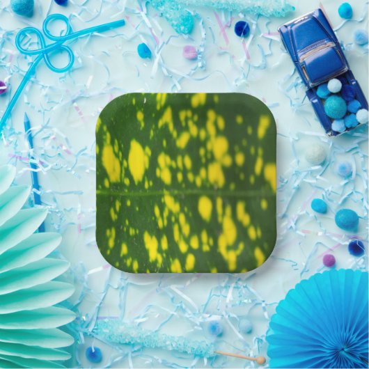 Grünes Leaf und gelbes Dot Design 7" Square Pappteller (Party)