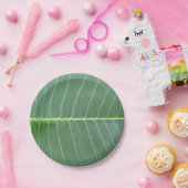 Grünes Leaf und hellweiße Linie Design 7" Runde Pappteller (Party)