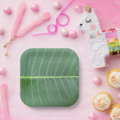 Grünes Leaf und hellweiße Linie Design 7" Square Pappteller (Party)