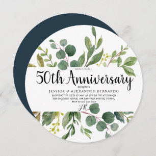 Grünes Leaf Wasserfarbe 50. Hochzeitstag Einladung