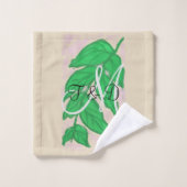 Grünes Leaf Wasserfarbe Mit Monogramm Badehandtuch Badhandtuch Set (Waschlappen)