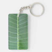 Grünes Leaf Weiße Linien Rechteck Schlüsselanhänger (Rückseite)