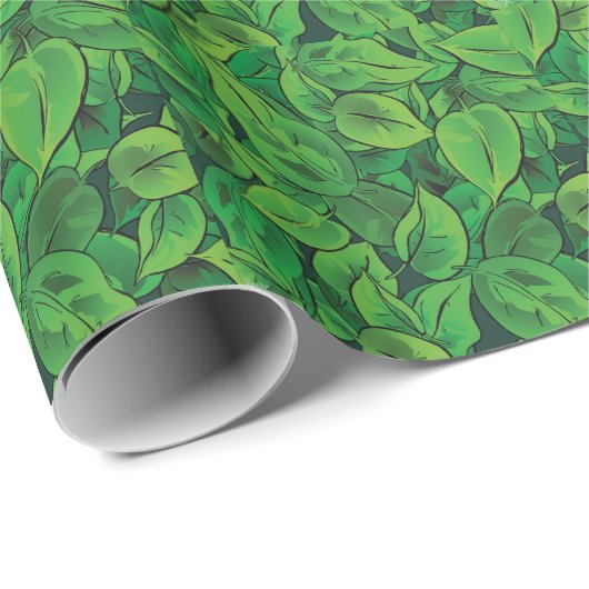 Grünes Leben - Grüne Blätter Geschenkpapier (Rolleneckpunkt)