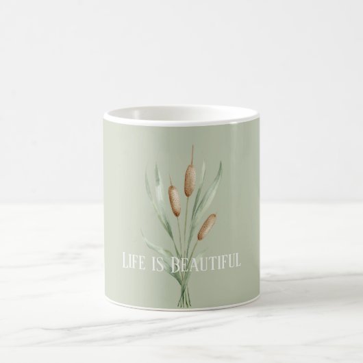 Grünes Leben ist Schön Rohrkolben Kaffeetasse (Mittel)