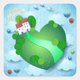 Grünes Leben Quadratischer Aufkleber