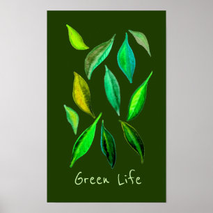 Grünes Lebensmotto Eco-Blätter-Illustration Poster