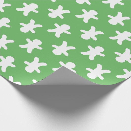 Grünes Lebkuchen-Mann-Muster Geschenkpapier (Ecke)