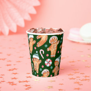 Grünes Lebkuchen Urlaubspapier Set Pappbecher
