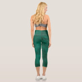 Grünes Leder Design Capri Leggings (Rückseite)