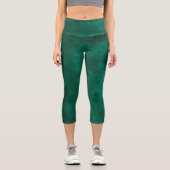 Grünes Leder Design Capri Leggings (Vorderseite)