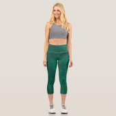 Grünes Leder Design Capri Leggings (Vorderseite)