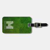 Grünes Leder Dicke Monogramm Maskuline Gepäckanhänger (Vorderseite horizontal)