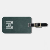 Grünes Leder Dicke Monogramm Maskuline Gepäckanhänger (Vorderseite horizontal)