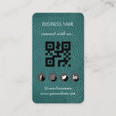 Grünes Leder — QR-Code für soziale Medien Visitenkarte (Vorderseite)